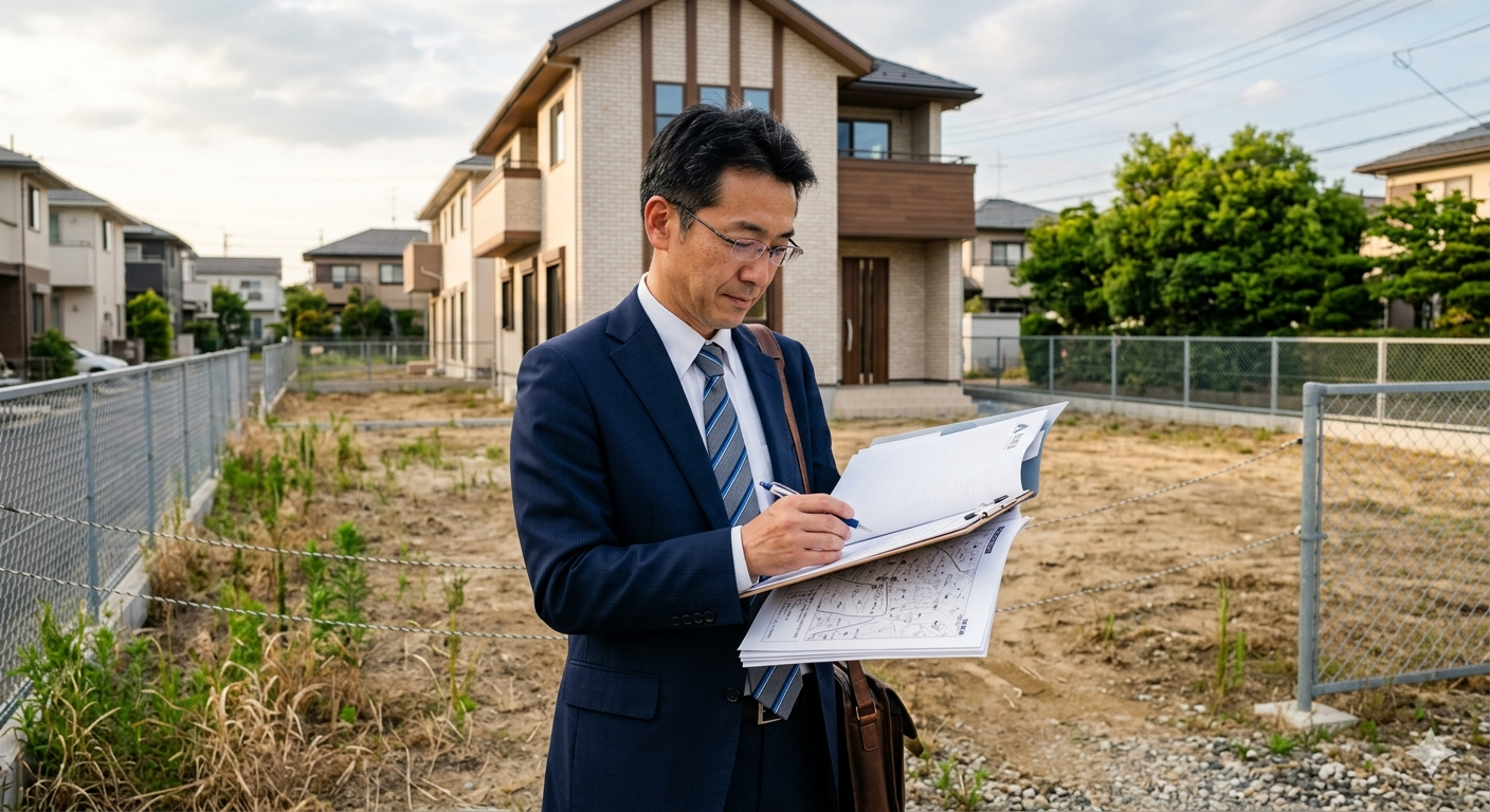 東三河 名古屋 静岡 浜松 愛知　不動産　現場を確認する営業マン